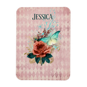 Vintage Luna Moth Bouquet Personalised Magnet