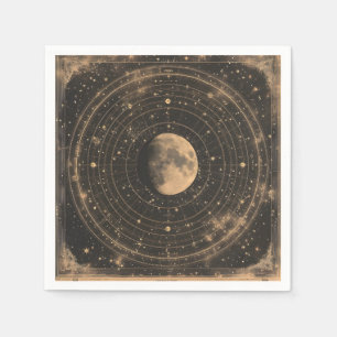 Vintage Lunar Celestial Map Design Napkin
