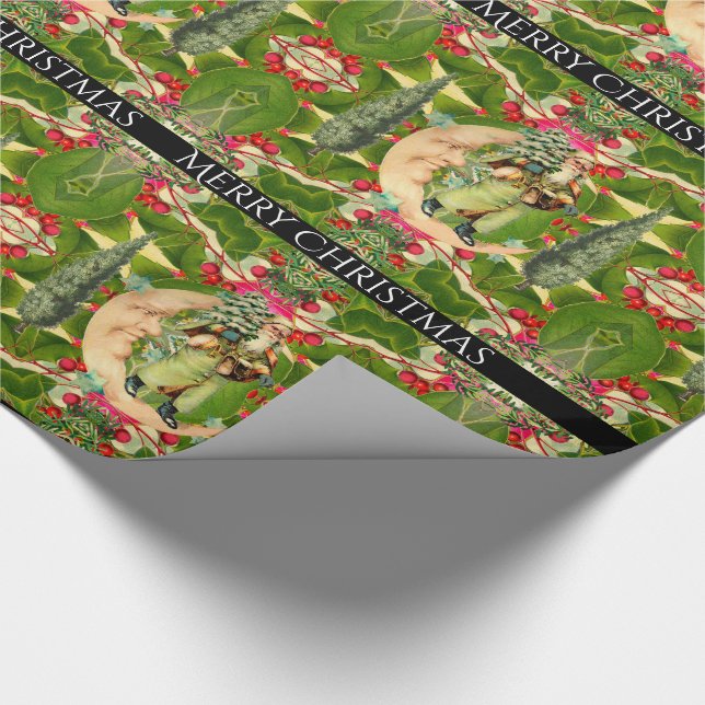 Vintage Lunar Santa Wrapping Paper (Corner)