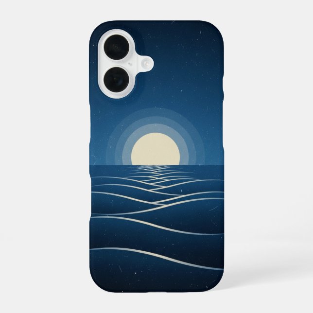 Vintage Lunar Waves iPhone 16 Case (Back)