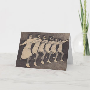 Vintage Lunging Female Fencers Note Card