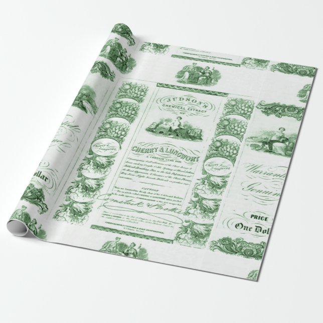 "Vintage Lungwort" Wrapping Paper (Unrolled)