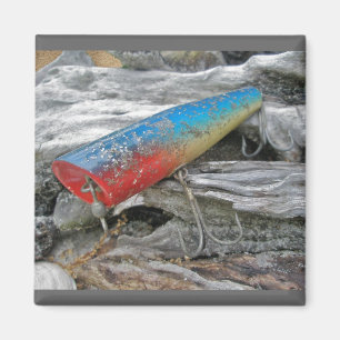 Vintage Lure Blue Streak Tackle Co Waltham MA Magnet