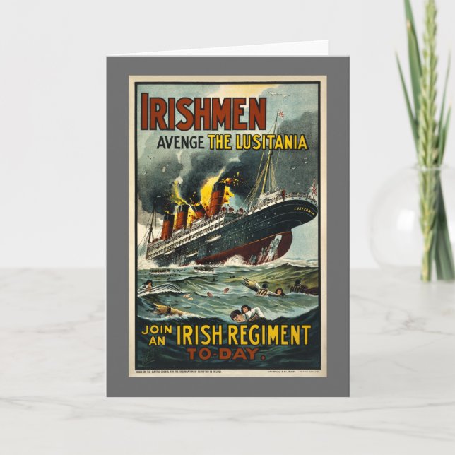 Vintage Lusitania Poster  (Irish Recruiting) Card (Front)