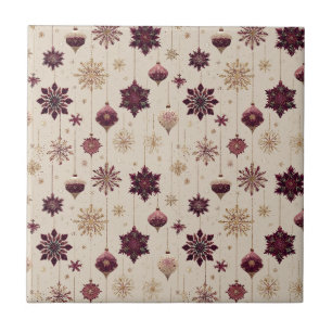 Vintage Luxe Christmas Ornament Pattern Ceramic Tile