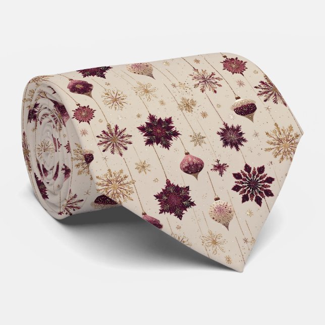 Vintage Luxe Christmas Ornament Pattern Tie (Rolled)