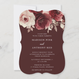 Vintage Luxe Radiance Burgundy Wedding Invitation