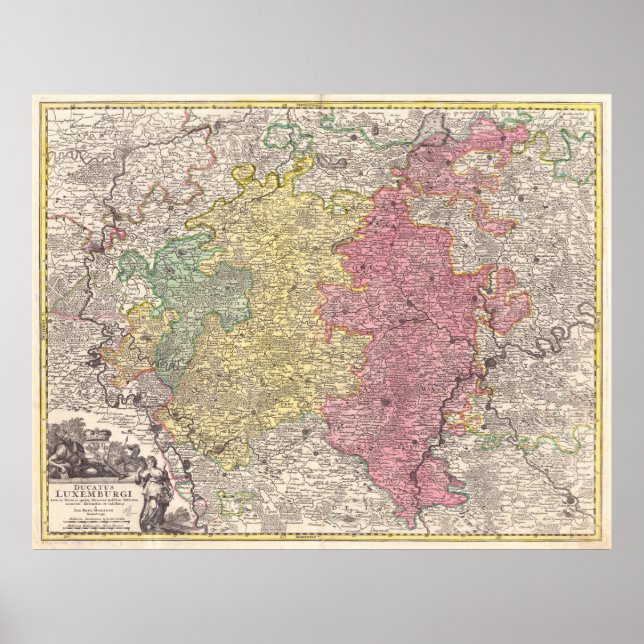Vintage Luxembourg Map (1730) Poster (Front)