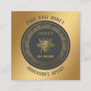 Vintage Luxury gold honey bee/apiary/bee farm Square Business Card