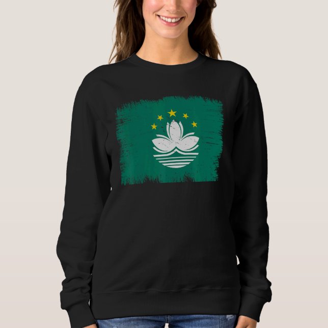 Vintage Macao Flag Macanese Independence Day Sweatshirt (Front)