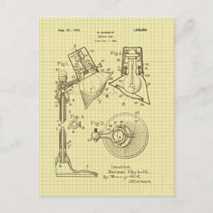 Vintage MacBeth Reading Lamp Patent Postcard