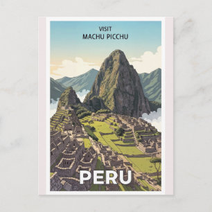 Vintage Machu Picchu Peru Retro Travel Postcard