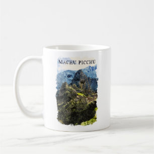 Vintage Machu Picchu Peru Watercolor Paint Coffee Mug