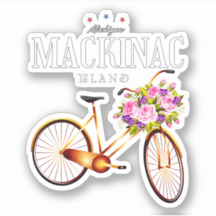 Vintage Mackinac Island Michigan with Flowers gift