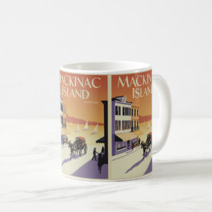 Vintage Mackinac Island Michigan with Flowers gift Coffee Mug