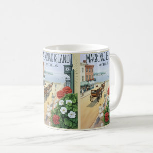 Vintage Mackinac Island Michigan with Flowers gift Coffee Mug