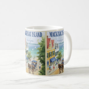 Vintage Mackinac Island Michigan with Flowers gift Coffee Mug