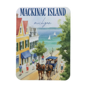 Vintage Mackinac Island Michigan with Flowers gift Magnet