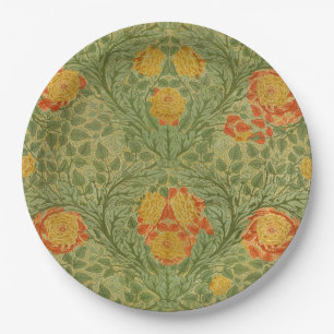 Vintage Mackmurdo Rose and Leaf Floral Art Paper Plate