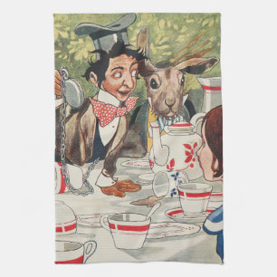 Vintage Mad Hatter Tea Party Alice Illustration Towel