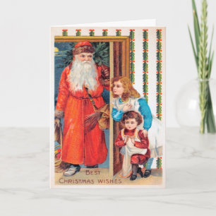 Vintage Mad Santa Holiday Card