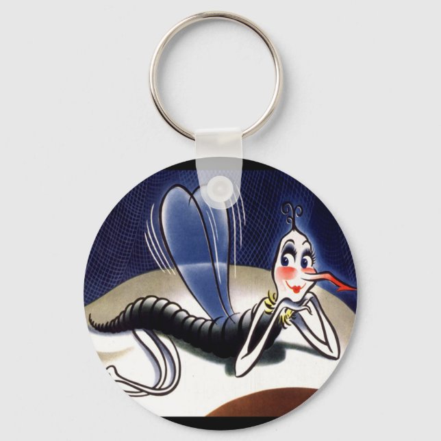 Vintage Madam Malaria Mosquito Key Ring (Front)