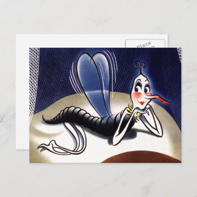 Vintage Madam Malaria Mosquito Postcard (Front/Back)