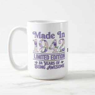 Vintage Made in 1942 Floral 84th Birthday Awesome Coffee Mug