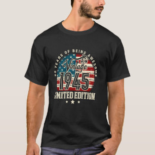 Vintage Made In 1945 American Flag 80th Birthday 8 T-Shirt