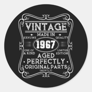 Vintage Made In 1967 Retro Classic Round Sticker