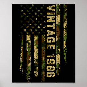 Vintage Made In 1986 American Flag 40th Birthday G Poster