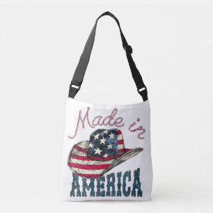 Vintage Made in America US Cowboy Hat Patriotic De Crossbody Bag