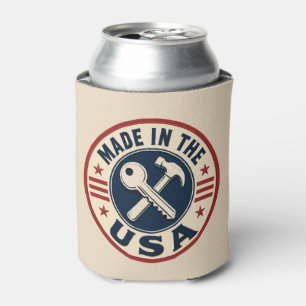 Vintage "Made in the USA" Patriotic Badge Can Cooler