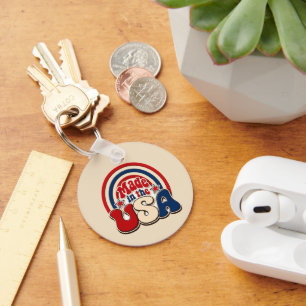 Vintage "Made in the USA" Patriotic Badge Key Ring