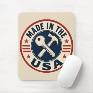 Vintage "Made in the USA" Patriotic Badge Mouse Pad