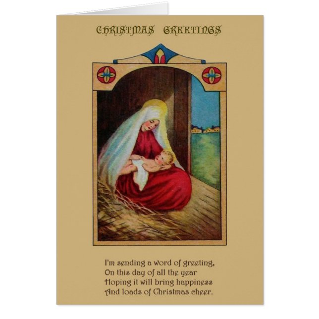 Vintage Madonna and Child Christmas Greeting Card (Front)