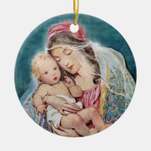 Vintage Madonna and Child - Mary and Baby Jesus Ceramic Ornament