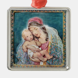 Vintage Madonna and Child - Mary and Baby Jesus Metal Tree Decoration