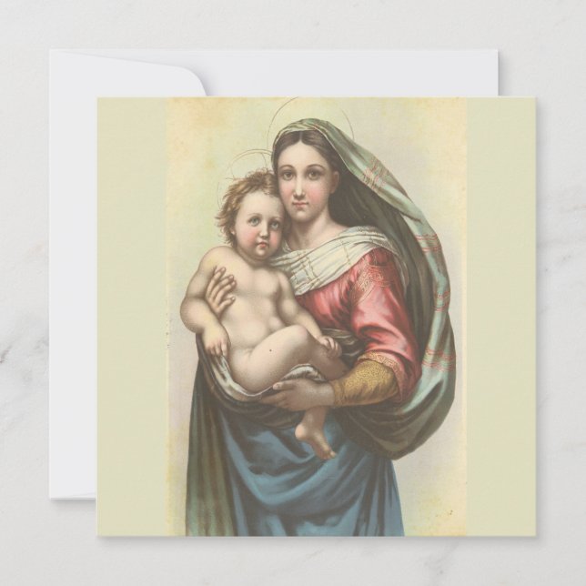 Vintage Madonna And Child Religious Christmas Card (Front)