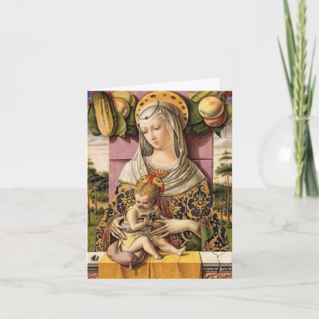 Vintage Madonna And Child Religious Christmas Card (Front)