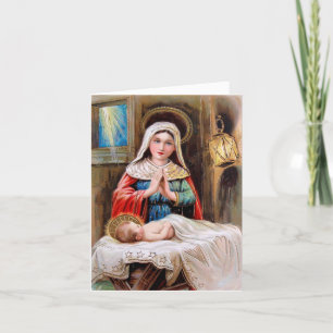 Vintage Madonna And Child Religious Christmas  Holiday Card