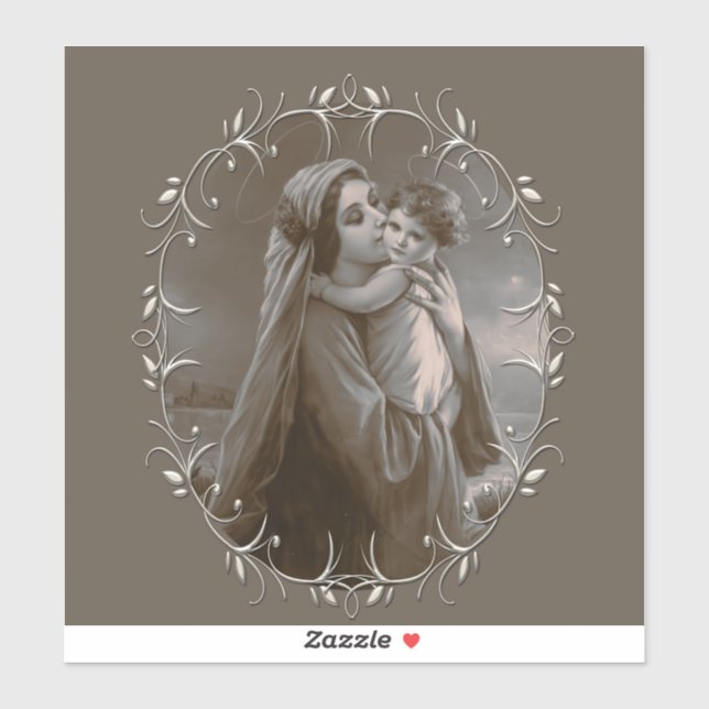 Vintage Madonna and Child with Silver Frame (Sheet)