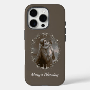 Vintage Madonna and Child with Silver Frame iPhone 16 Pro Case