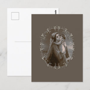 Vintage Madonna and Child with Silver Frame Postcard