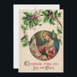 Vintage Madonna & Child Religious Retro Christmas Holiday Card<br><div class="desc">An elegant Vintage retro Christmas greetings holiday card. Whish features a watercolor vintage drawing of nativity scene . With a warm cosy chimney . And we put in the back of this Christmas holiday card a customisable greeting that you can keep or replace with family name. Grab it know and...</div>