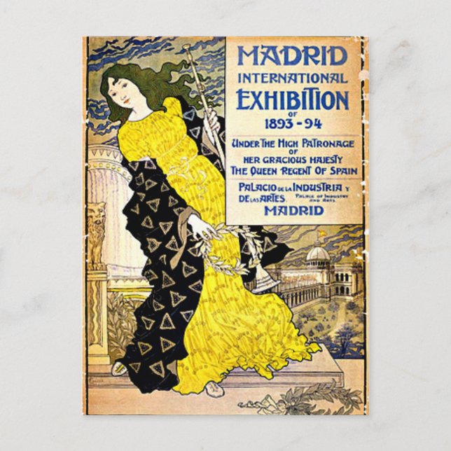 Vintage: Madrid International Exposition, 1893-94 Postcard (Front)