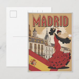 Vintage Madrid Spain flaminco souvenirs, gifts Postcard