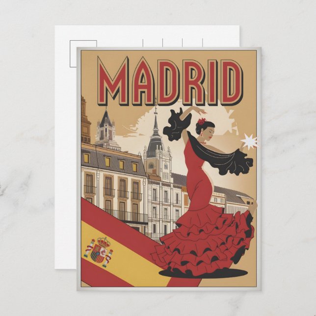 Vintage Madrid Spain flaminco souvenirs, gifts Postcard (Front/Back)
