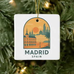 Vintage Madrid Spain Travel – Retro City Ceramic Ornament