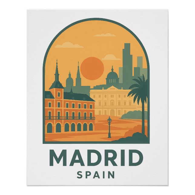 Vintage Madrid Spain Travel – Retro City Poster (Front)